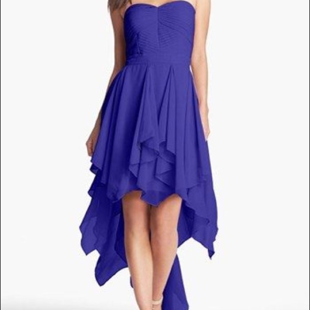 Adrianna Papell Pleat Chiffon High/Low Dress - Picture 1 of 6